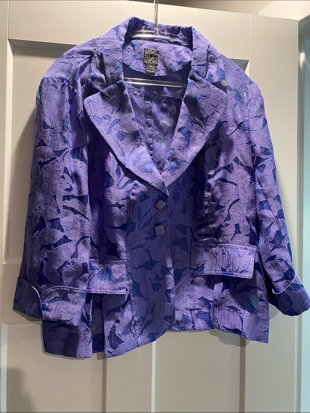 CLARA SUNWOO Violet Floral Jacquard Blazer